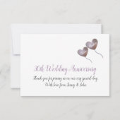 30. Prager Hochzeitstag lila Herz Dankeskarte (Rückseite)