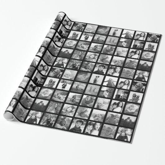 30 Quadrat Schwarz & Weiß FotoCollage Geschenkpapier (Ungerollt)
