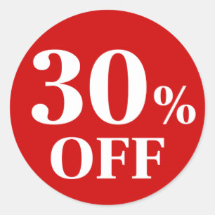 30 % Rabatt auf den roten Hintergrund Klassischer Runder Aufkleber
