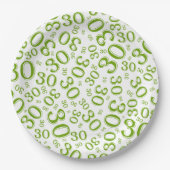 30. Random Number Pattern Grün/Weiß Pappteller (Vorderseite)