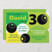 30. Rasen Bowls Barefoot Bowling Birthday Einladung (Vorne/Hinten)