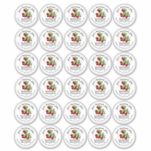30 Raspberry Jelly 2" Mason Jar Lid Stickers Aufkleber