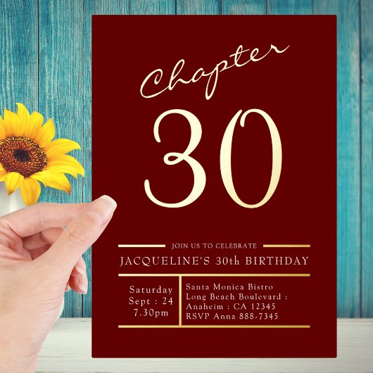 30 Red Gold 30. Geburtstag Party Gold Folieneinladung