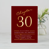 30 Red Gold 30. Geburtstag Party Gold Folieneinladung (Stehend vorne)