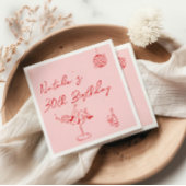 30. Retro Hand gezeichnet Rosa Red Dreißig Spaß Ge Serviette