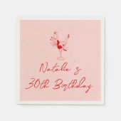 30. Retro Rosa Hand Drawn Meilenstein Geburtstag Serviette (Vorderseite)