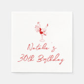 30. Retro White Red Hand gezeichneter Meilenstein  Serviette (Vorderseite)