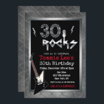 30 Rocks Rockstar Gitarre 30. Geburtstag Einladung<br><div class="desc">30 Rocks Rockstar Electric Gitarre Metal Metallic Silber Glitzer 30. Überraschung Geburtstagsfeier Einladung</div>