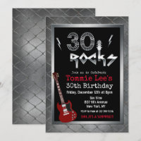 30 Rocks Rockstar Gitarre 30. Geburtstag Einladung