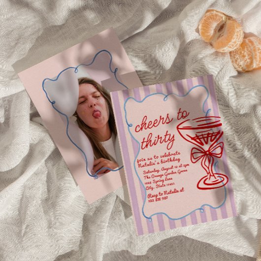 30. Rosa Gezeichnet Champagner Glass Fun Foto Gebu Einladung
