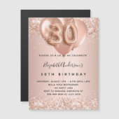 30. Rose Goldballons Luxus Magneteinladung (Vorne/Hinten)