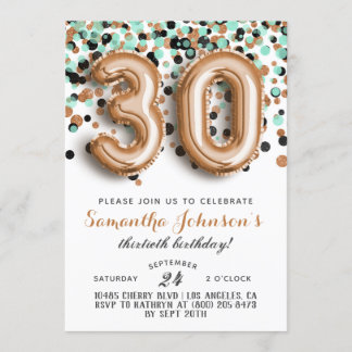 30. Rose Goldene Minze Einladung zum Geburtstag