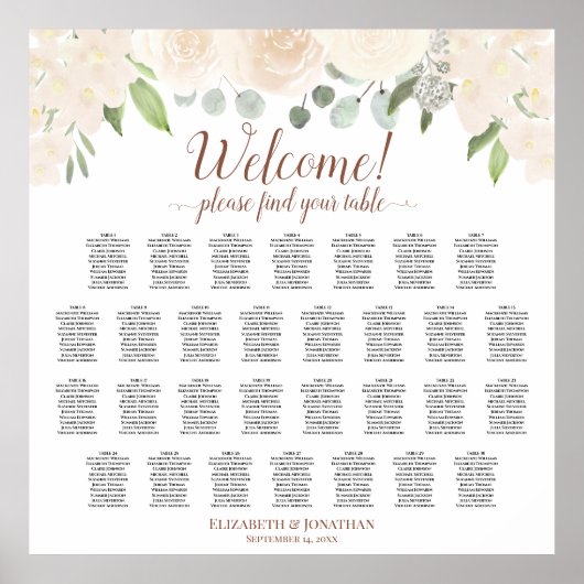 30 Rose mit Blütenpfirsiche für Hochzeiten Poster (Vorne)