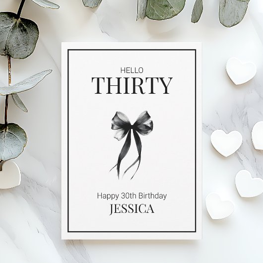 30. Schwarz-Weiß-Minimal Moderne Happy Birthday Karte