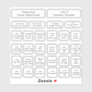 30 Schwarz-Weiß-Reise-Affirmation Square Aufkleber