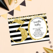 30. Schwarz-weißer und Gold Glitzer Moderner Gebur Einladung