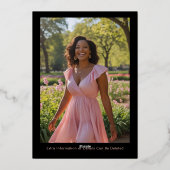 30. Schwarze Rose Gold Foto auf Back Custom Templa Folieneinladung (Rückseite)