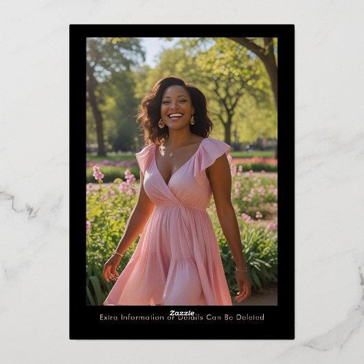 30. Schwarze Rose Gold Foto auf Back Custom Templa Folieneinladung (Rückseite)