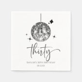 30. Silver Disco Ball 30. Geburtstag Party Serviette (Vorderseite)