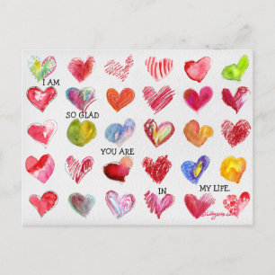 30 SO GLAD Valentine Hearts Postkarte