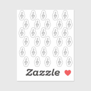 30 Sticker Silver Metallic 3D Music Treble Clef