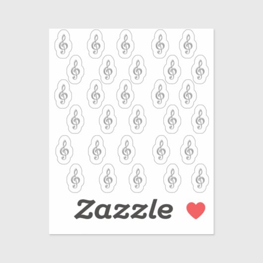 30 Sticker Silver Metallic 3D Music Treble Clef (Blatt)