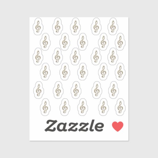 30-Stickers Metallic Gold 3D Music Treble Clefs Aufkleber (Blatt)