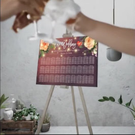 30 Tabelle Burgundy Red Floral Hochzeitstabelle Poster