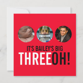 30. THREEOH! Foto zum Geburtstag einladen Einladung