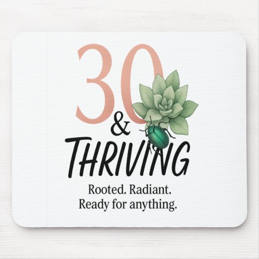 30 & Thriving - Sukkulent und Käfer Geburtstag Mousepad (Vorne)