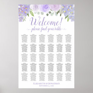 30-Tisch-Lavendel-Blumen-Hochzeits-Sitzplan Poster