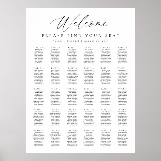 30 Tische Begrüßungszeichen Poster (Vorne)