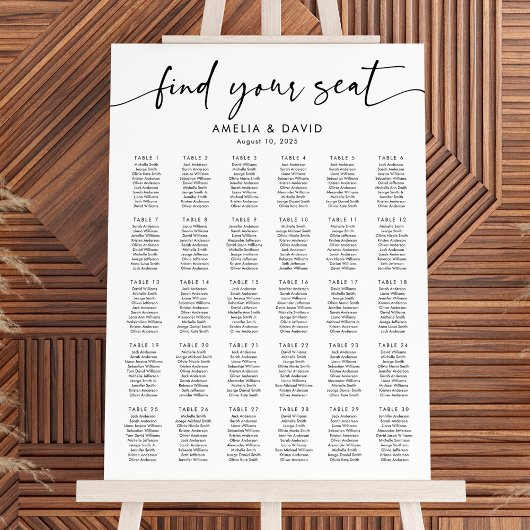 30 Tische finden Ihre Sitzkarte Poster
