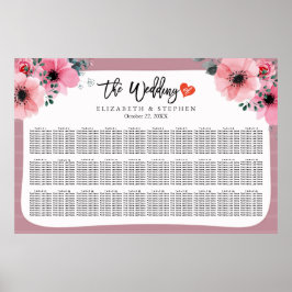 30 Tische Hochzeitskarte Aquarellblume Poster