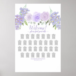 30 Tischlavender Floral Wedding Chart Poster