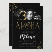 30. Tropical Birthday Gold Einladung mit Foto (Vorne/Hinten)