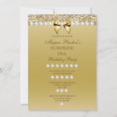 30. Überraschung Birthday Gold Heels Sequins Diamo Einladung (Rückseite)