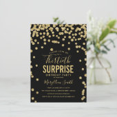 30. Überraschung Geburtstag Gold Black Einladung (Stehend Vorderseite)