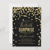 30. Überraschung Geburtstag Gold Black Einladung (Vorderseite)