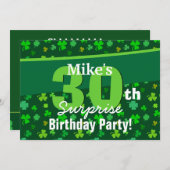 30. Überraschung Geburtstag Lucky Green Kleeblatts Einladung (Vorne/Hinten)