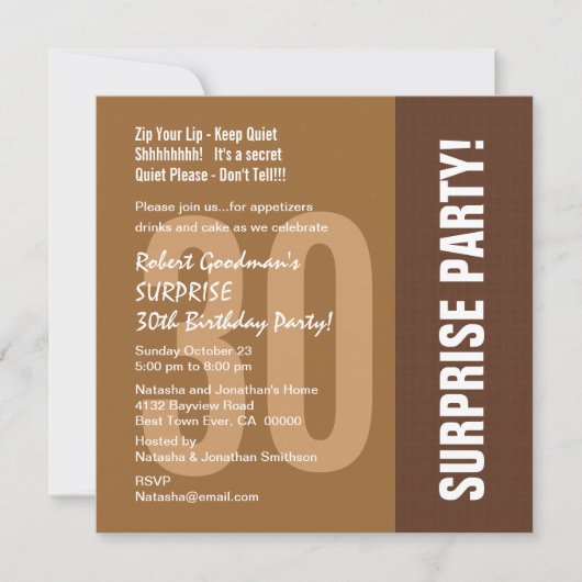 30. Überraschung Geburtstag Moderne für ihn Gerecy Einladung (Vorderseite)