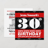 30. ÜBERRASCHUNG Geburtstagssilber Stars B420 Einladung (Vorne/Hinten)