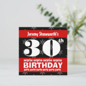 30. ÜBERRASCHUNG Geburtstagssilber Stars B420 Einladung (Stehend Vorderseite)