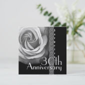 30. ÜBERRASCHUNG Jubiläum Einladung - SILVER Rose (Stehend Vorderseite)