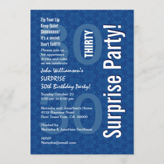 30. Überraschungs-Geburtstags-blaue geometrische Einladung