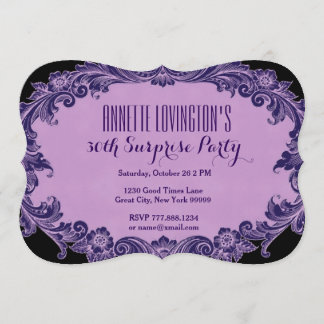 30. Überraschungs-Geburtstags-Party lila Vintages Einladung