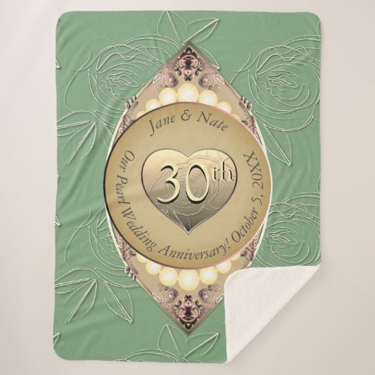 30. und 12. Pearl Wedding Anniversary Blanket Sherpadecke (Vorderseite)