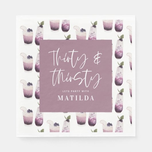 30. und durstig 30. Party Serviette (Vorderseite)