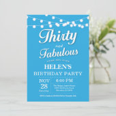 30 und fabelhaft Geburtstag Einladung Blau (Stehend Vorderseite)