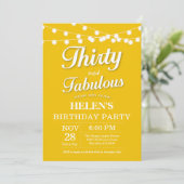 30 und fabelhaft Geburtstag Einladung Gelb (Stehend Vorderseite)